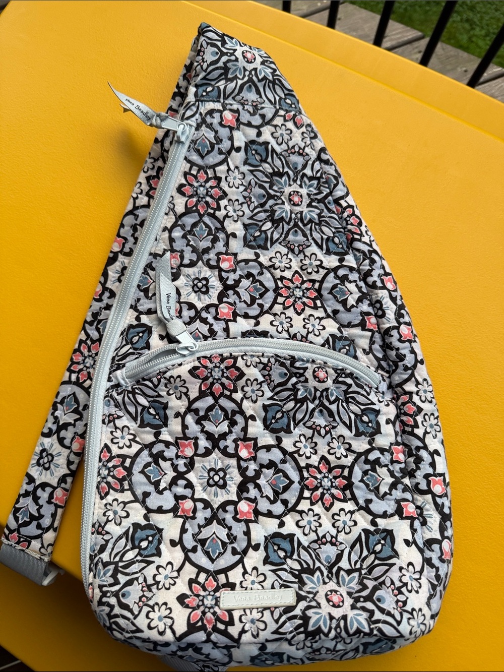 Vera Bradley Black, White, Blue & Pink Quilted Crossbody Sling